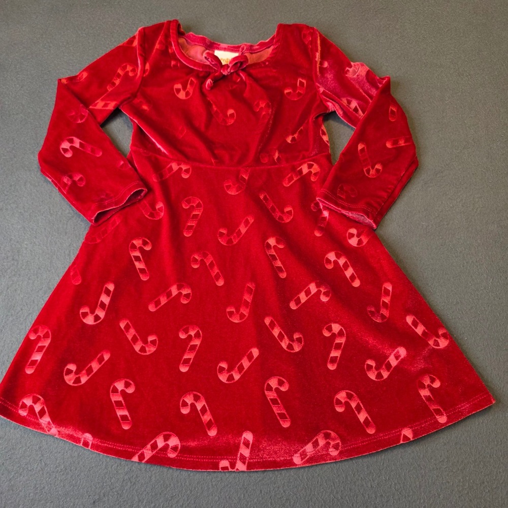 Jumping Beans Candy Cane Red Velvet Dress 3T Toddler Girls Long Sleeve Christmas